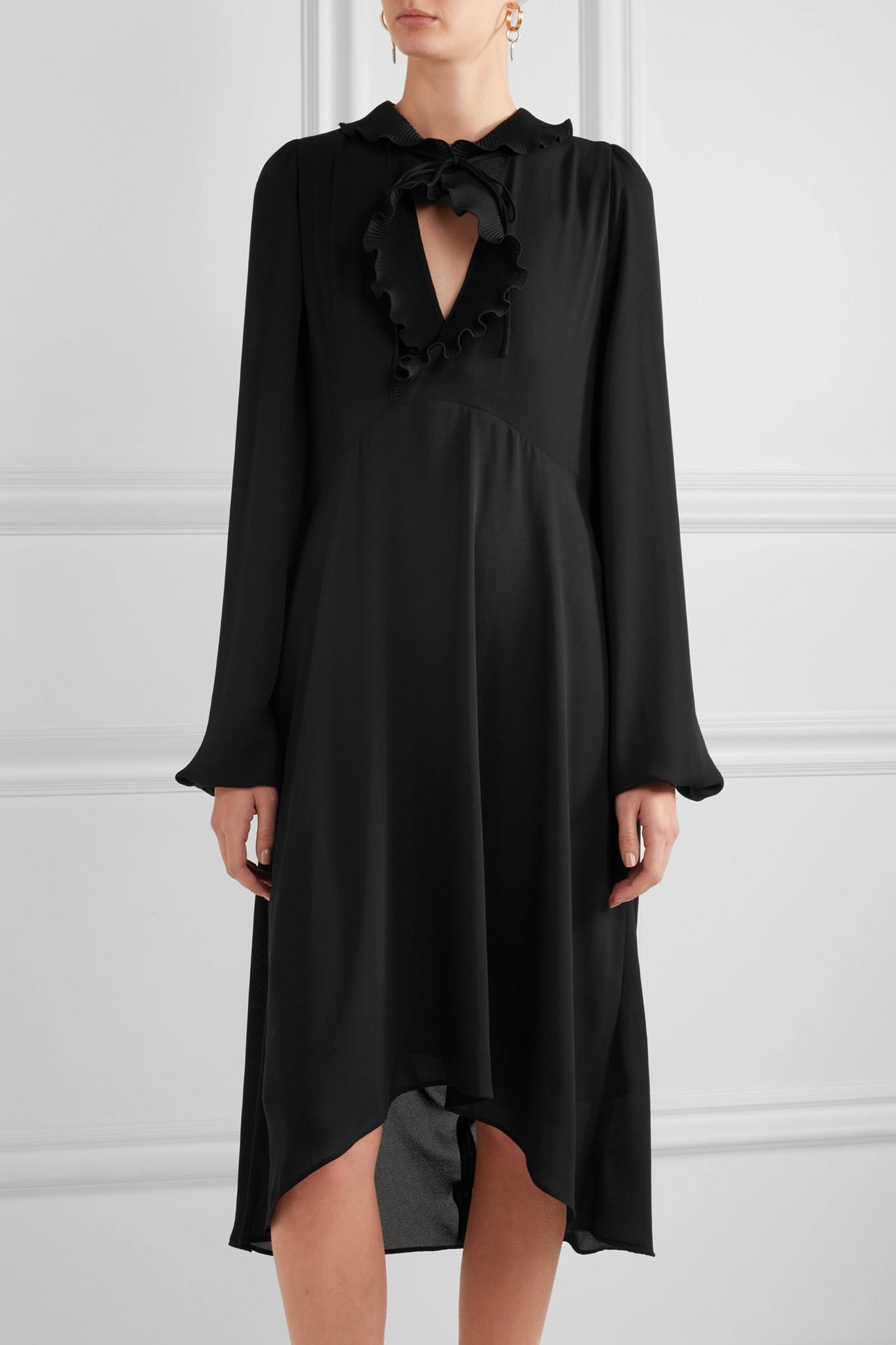 Lyst - Balenciaga Ruffled Georgette Dress in Black