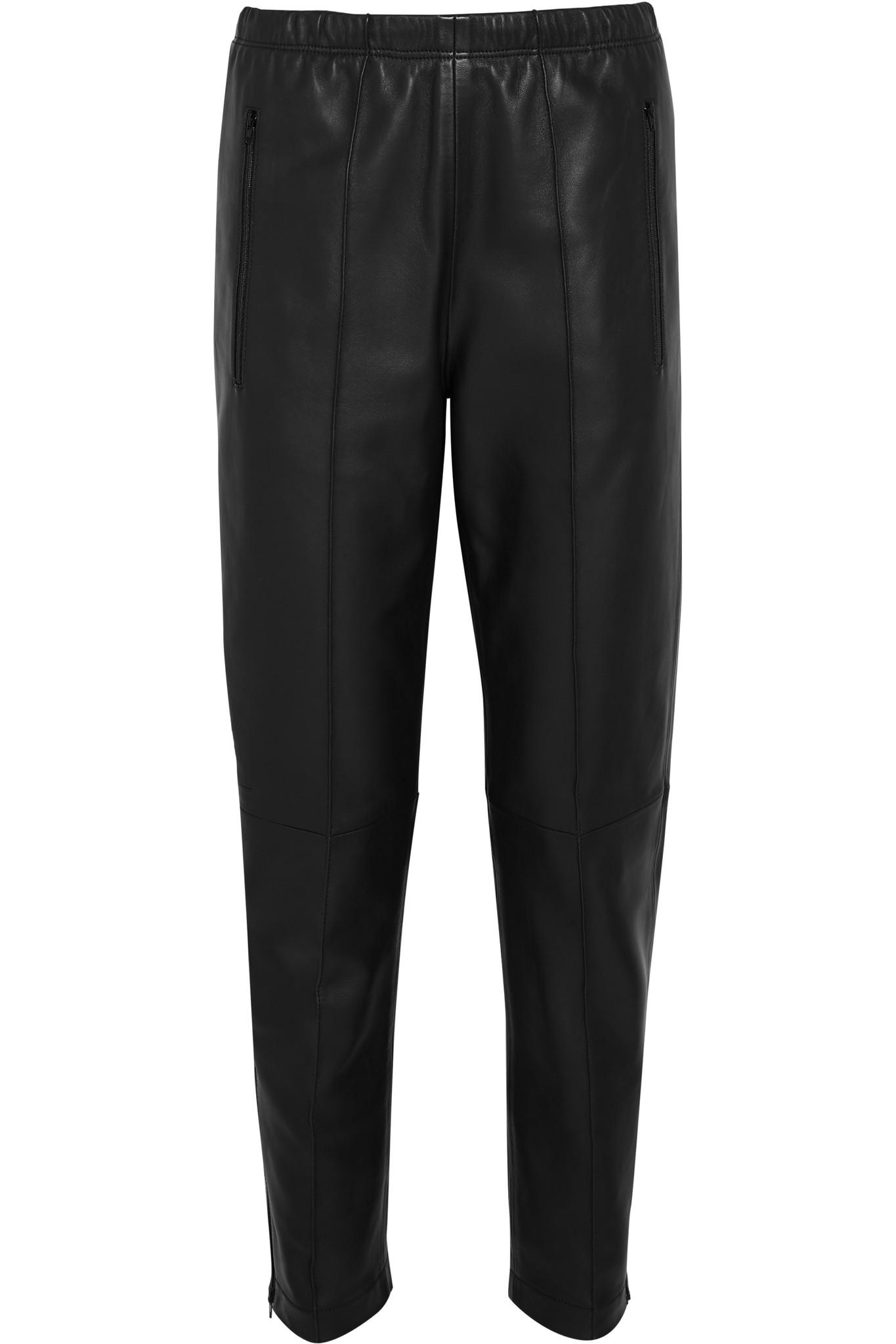 Balenciaga Leather Track Pants in Black - Lyst