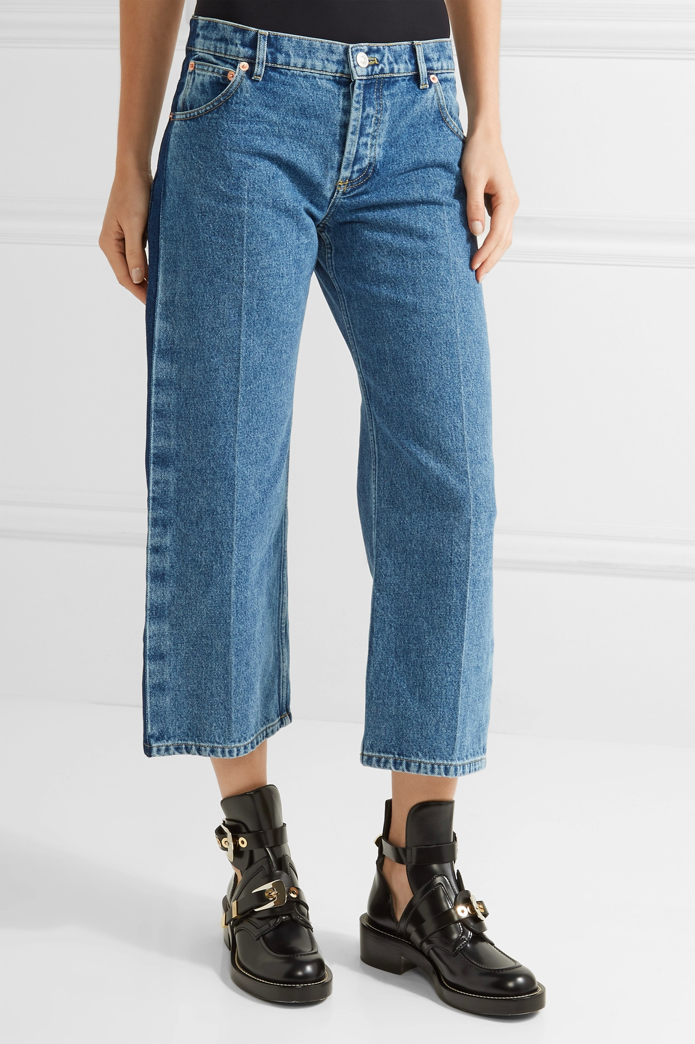 Balenciaga Denim Rockabilly Cropped Low-rise Wide-leg Jeans in Light ...