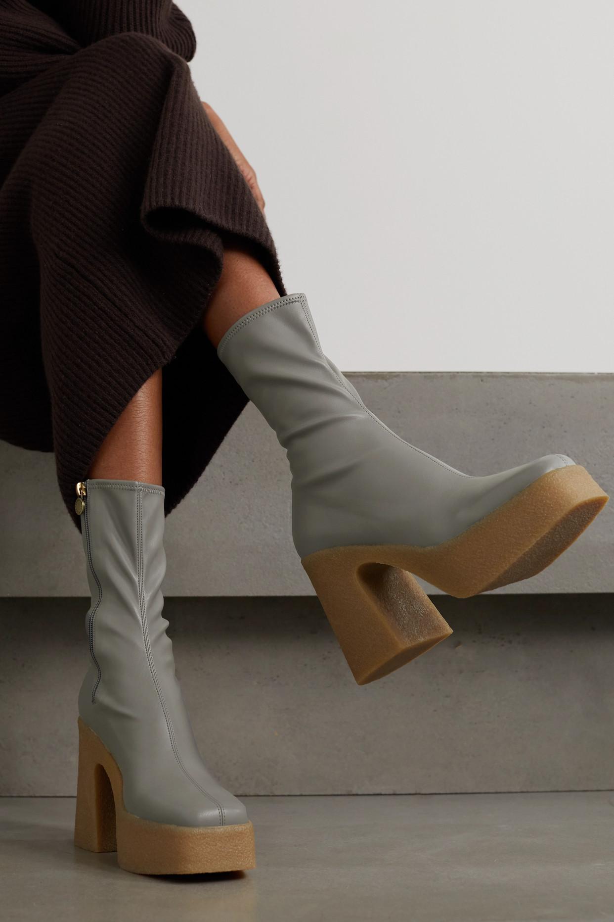 Stella McCartney Skyla Vegetarian Leather Platform Ankle Boots in Gray |  Lyst