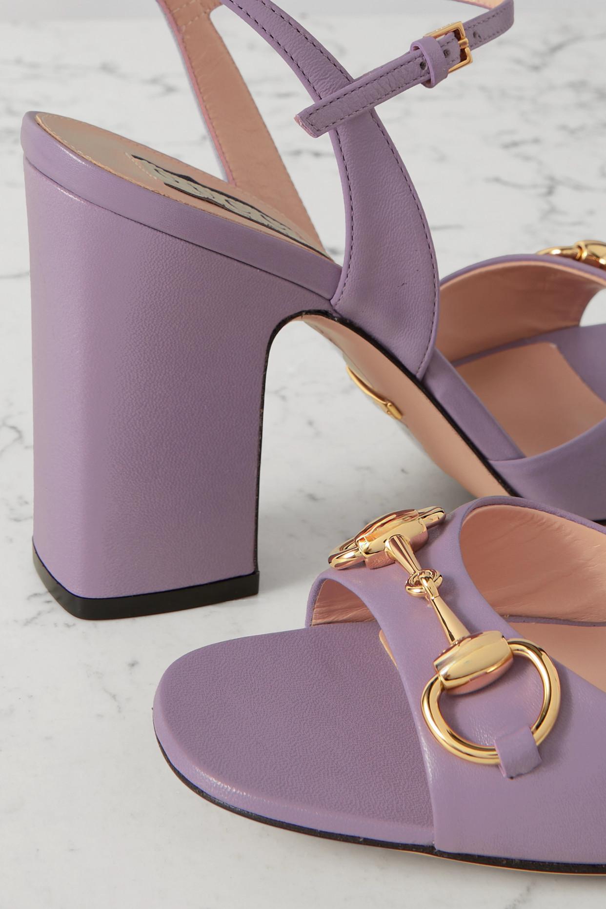 GUCCI パープル　ミュール ポインテッドトゥ Gucci Purple Metallic Mid Heel leather Sandal - Size 38 1/2