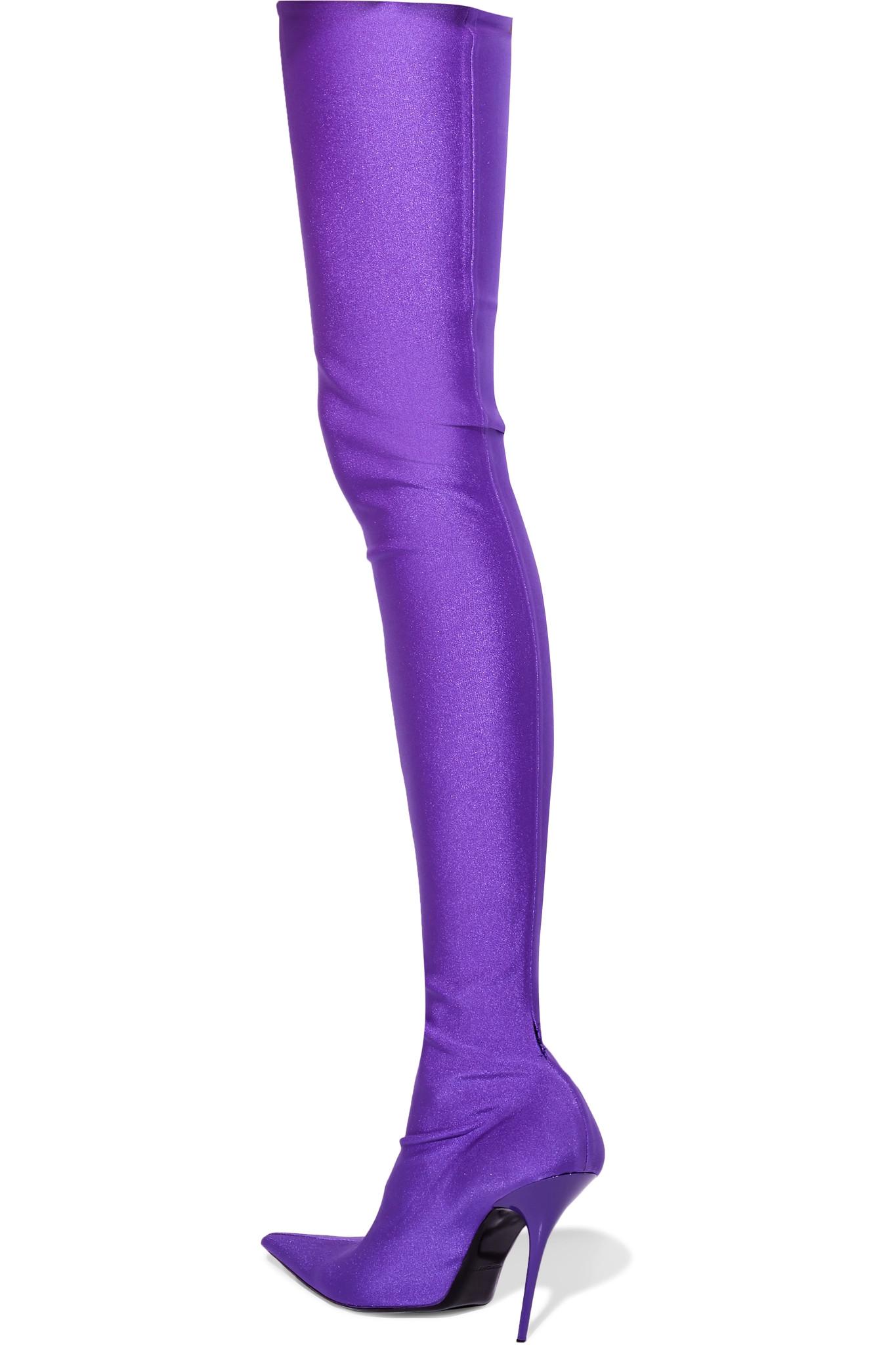 Balenciaga Spandex Thigh Boots in Purple Lyst
