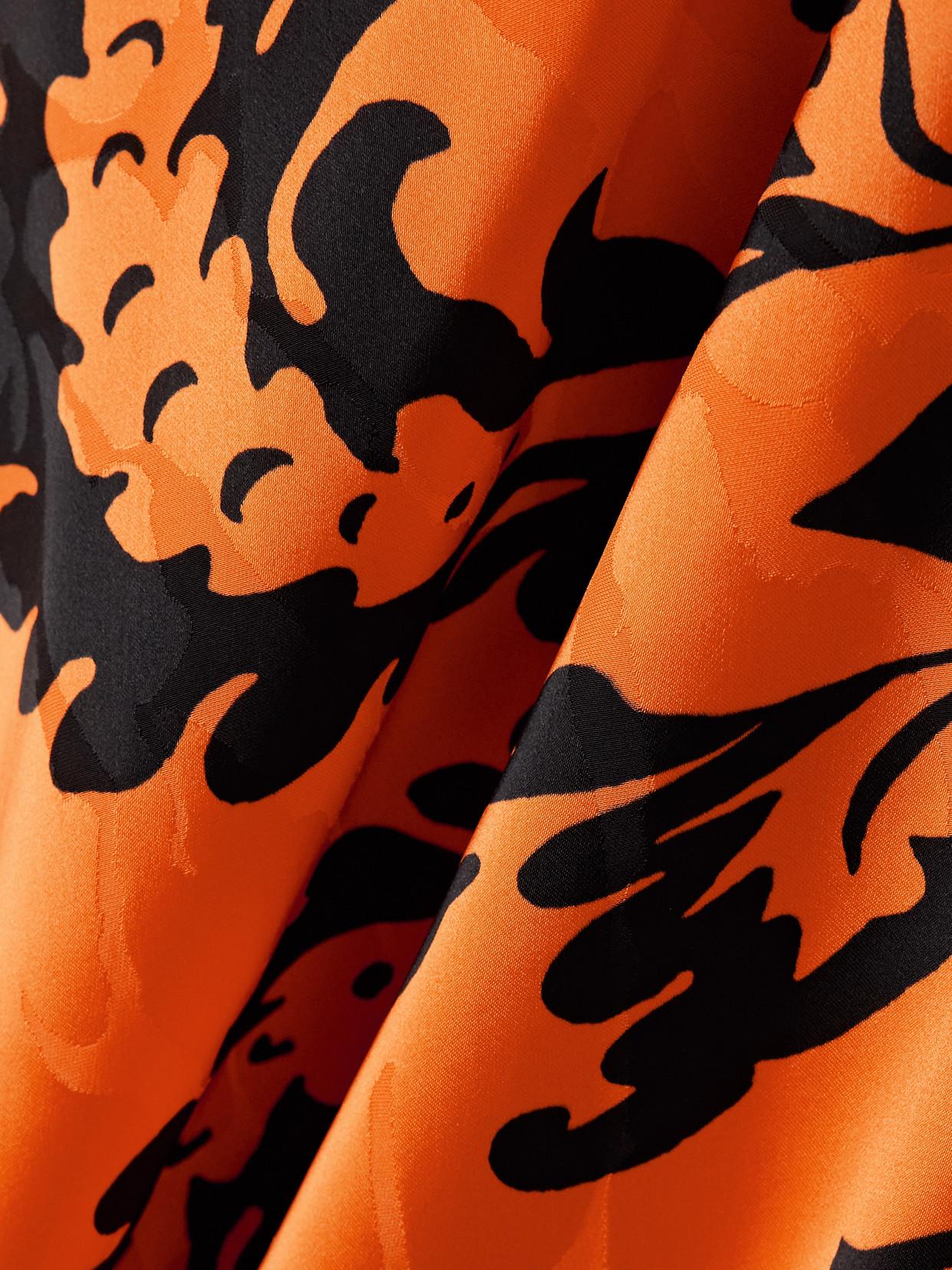 Etro Asymmetric Printed Satin-Jacquard Midi Skirt in Orange