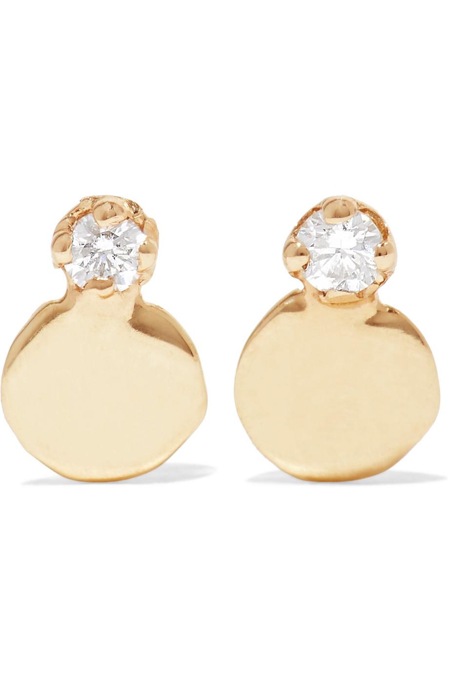 Lyst Wwake Small Disc 14 Karat Gold Diamond Earrings In Metallic Wwake Women S Metallic Small Disc 14 Karat Gold Diamond Earrings