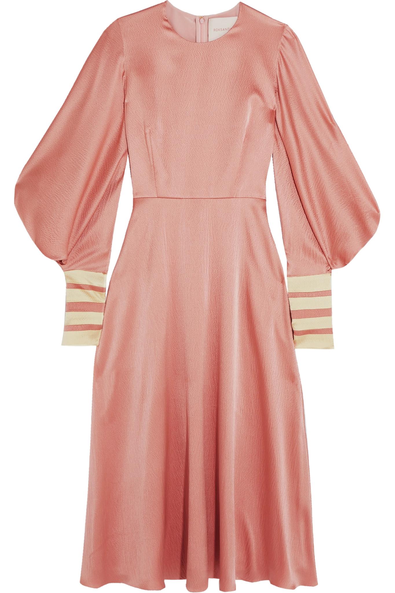 ROKSANDA Hillevi Hammered Silk-satin Midi Dress in Pink - Lyst