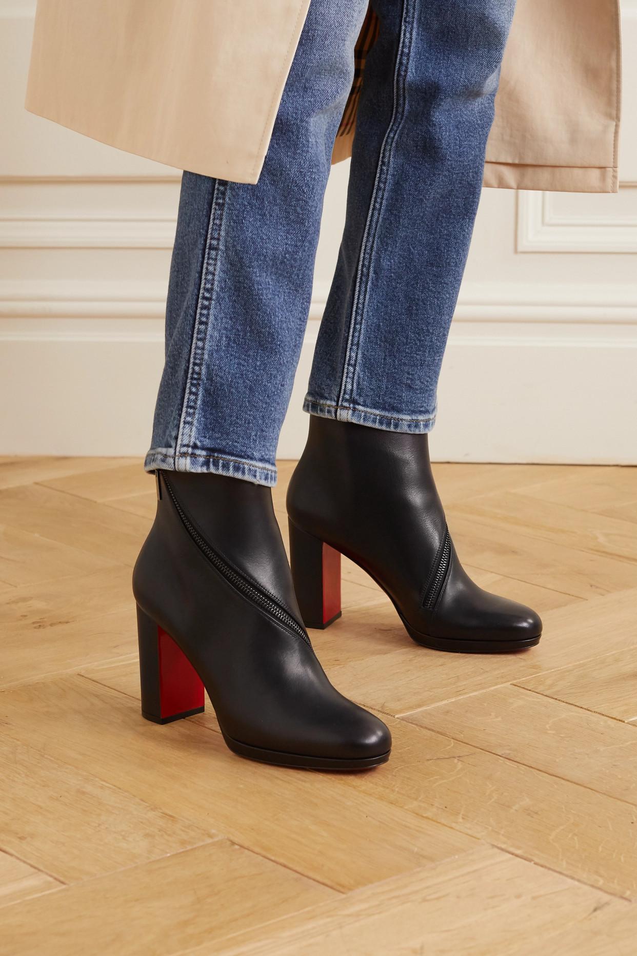 Christian Louboutin Birgitta 100 Zip-detailed Leather Ankle Boots in
