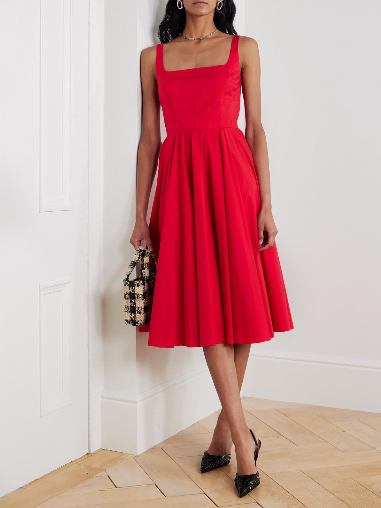 strapless open back dress Abella Embellished Dress In Bright Red Doppio Satin main image 0
