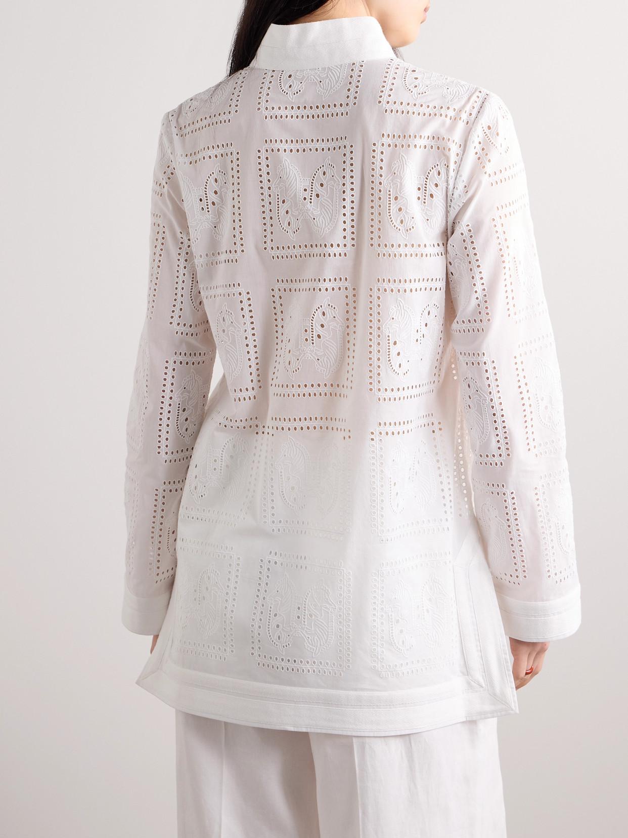 Tory Burch Grosgrain-Trimmed Broderie Anglaise Cotton-Voile