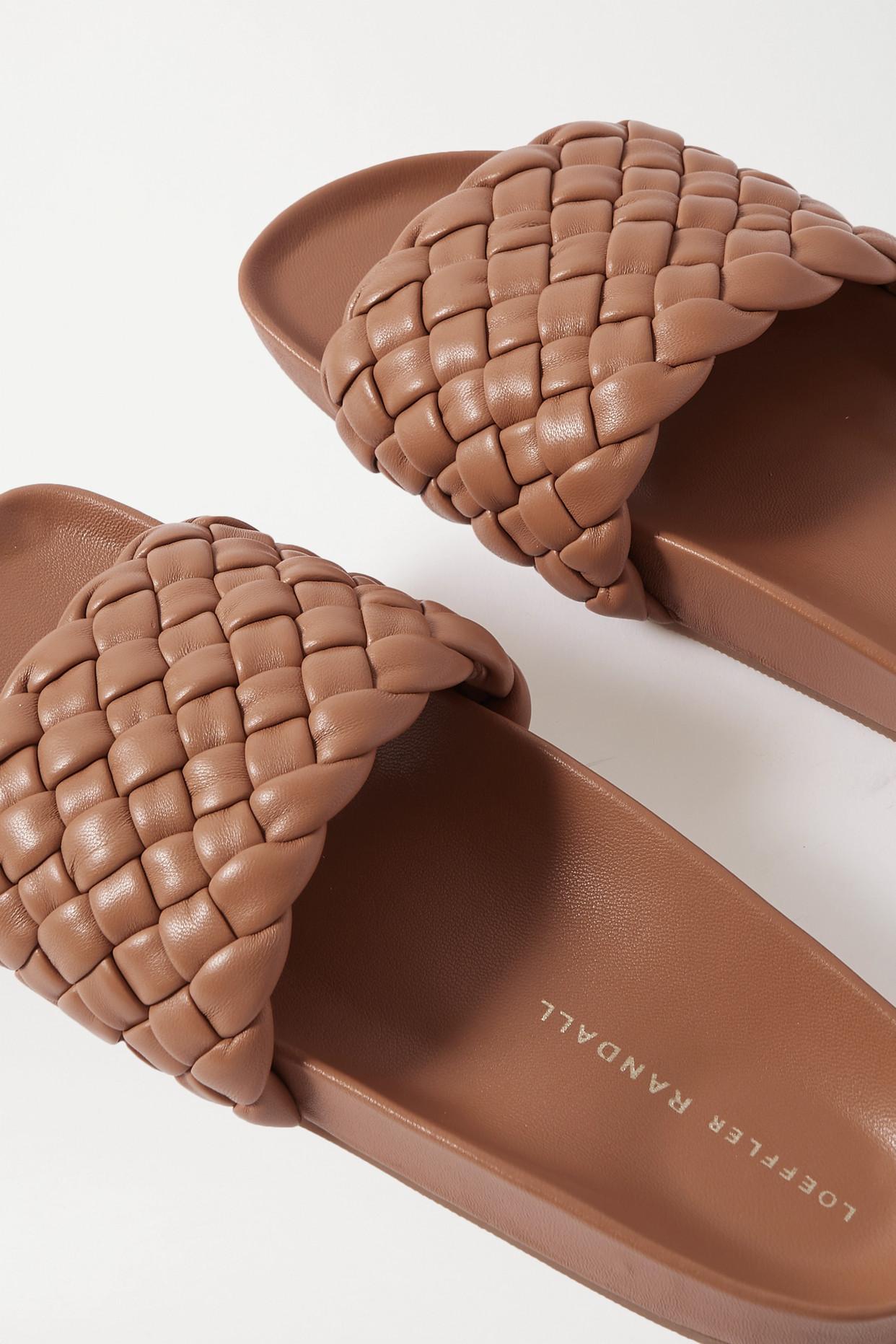 Loeffler Randall Sonnie Woven Leather Slides in Brown | Lyst