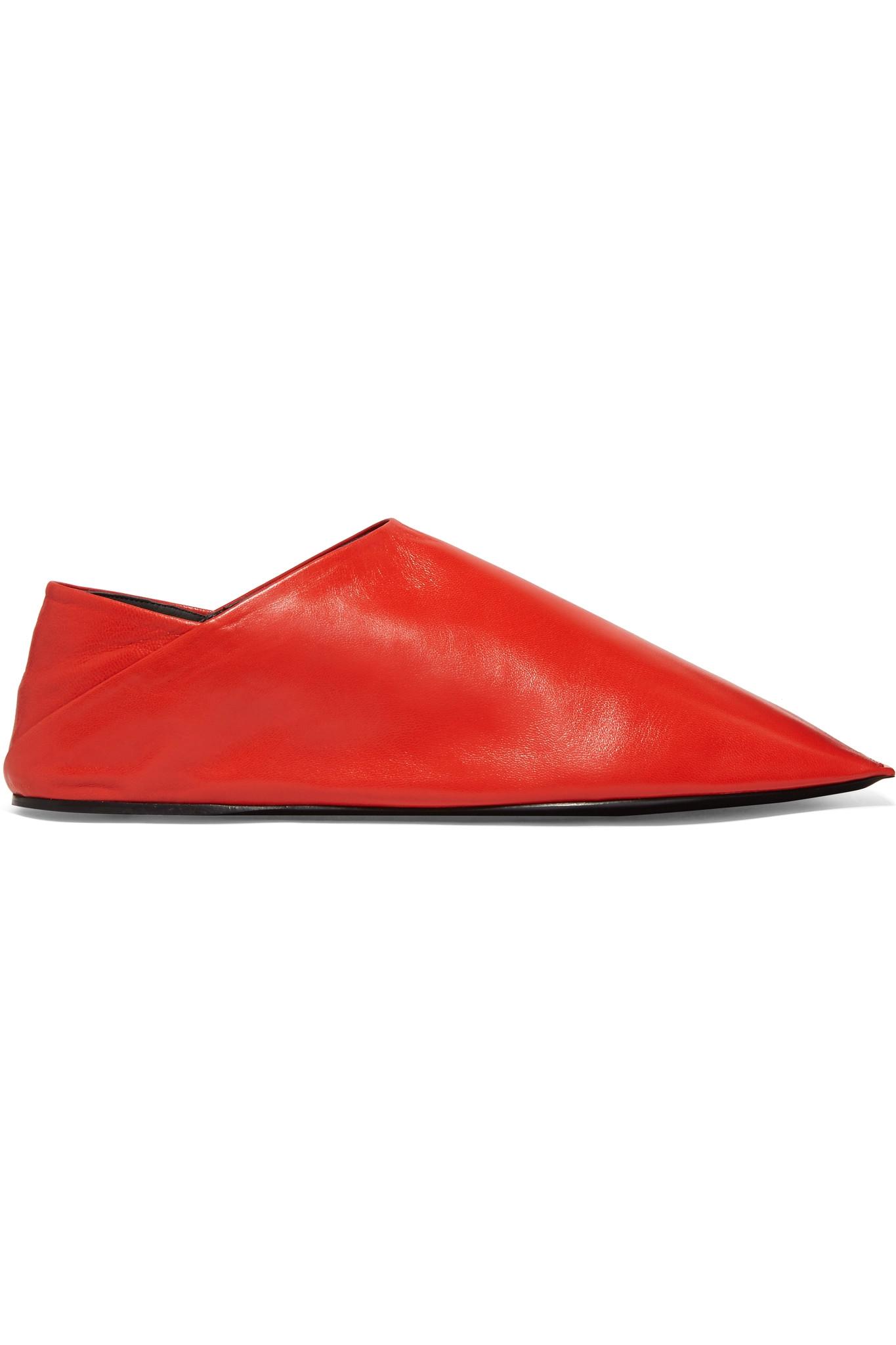 Balenciaga Leather Slippers in Red | Lyst