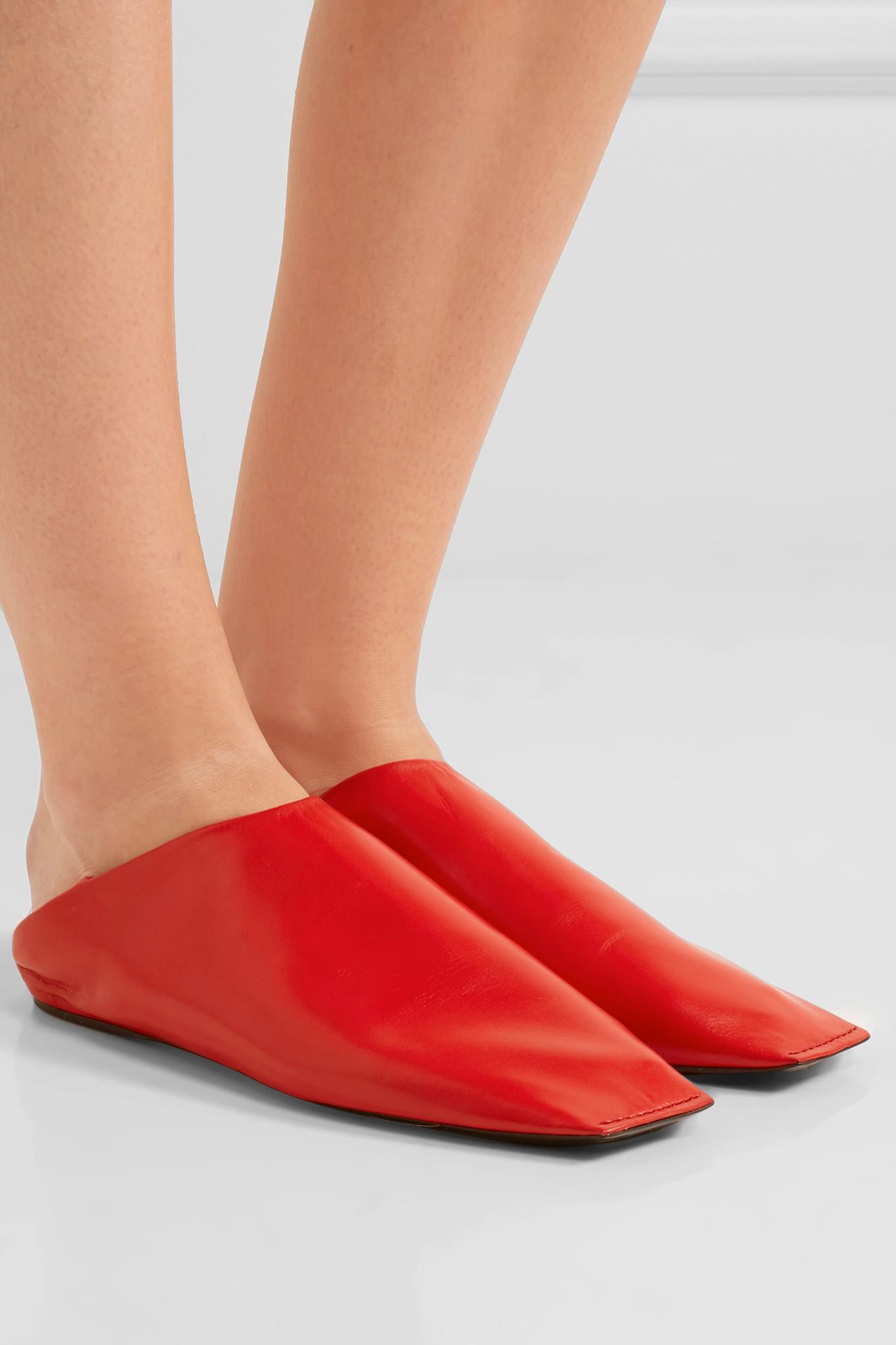 kimplante nedadgående får Balenciaga Leather Slippers in Red | Lyst