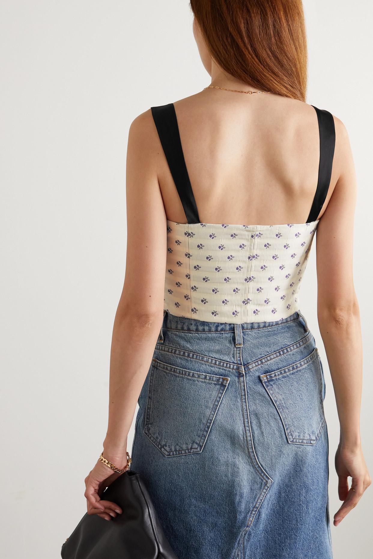 Satin Tia Floral-jacquard Bustier 