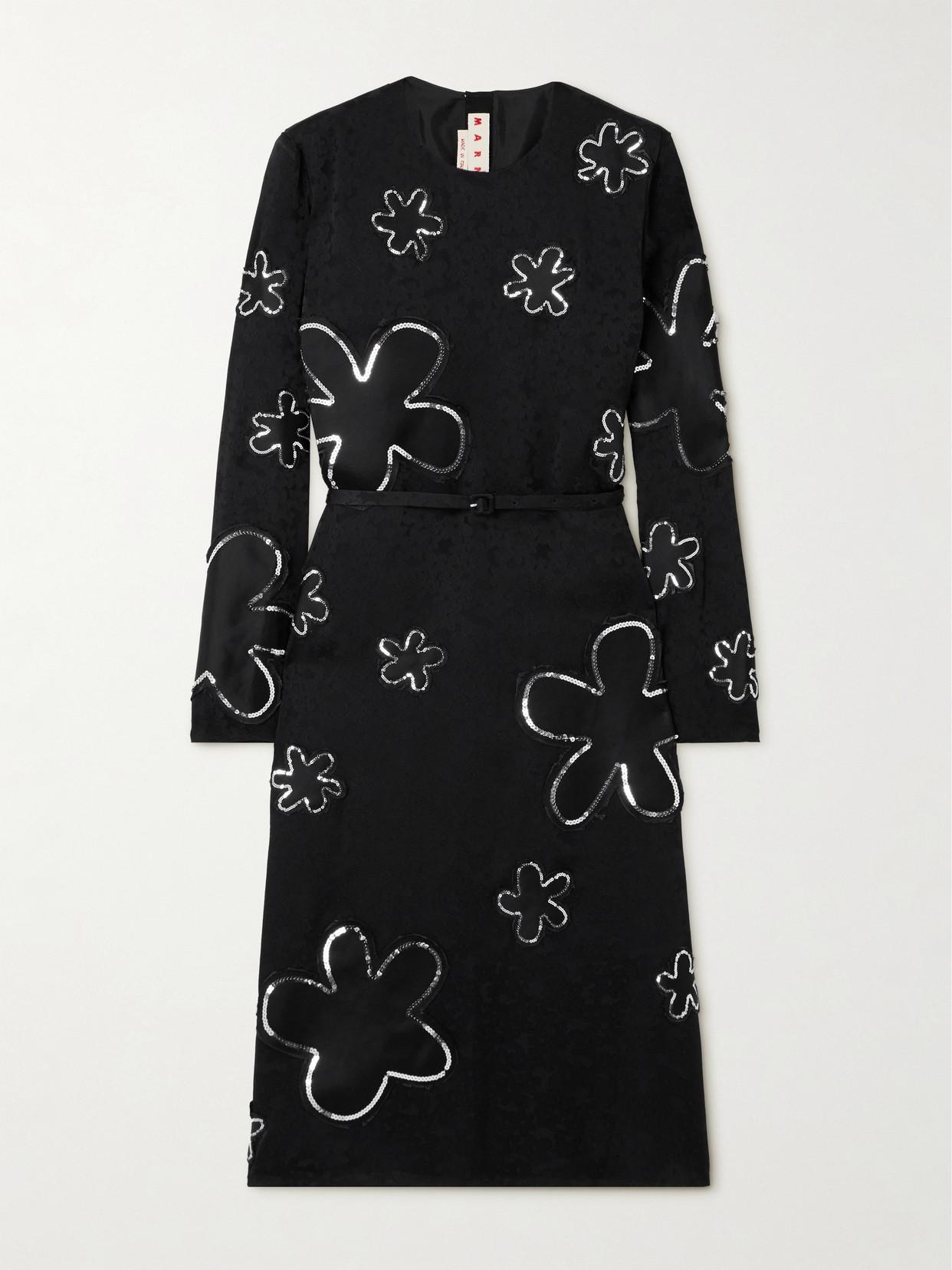 オールインワン・サロペット Marni Black Silk Twill Midi Dress Marni Black Silk Twill Midi Dress in Black | THE LIST