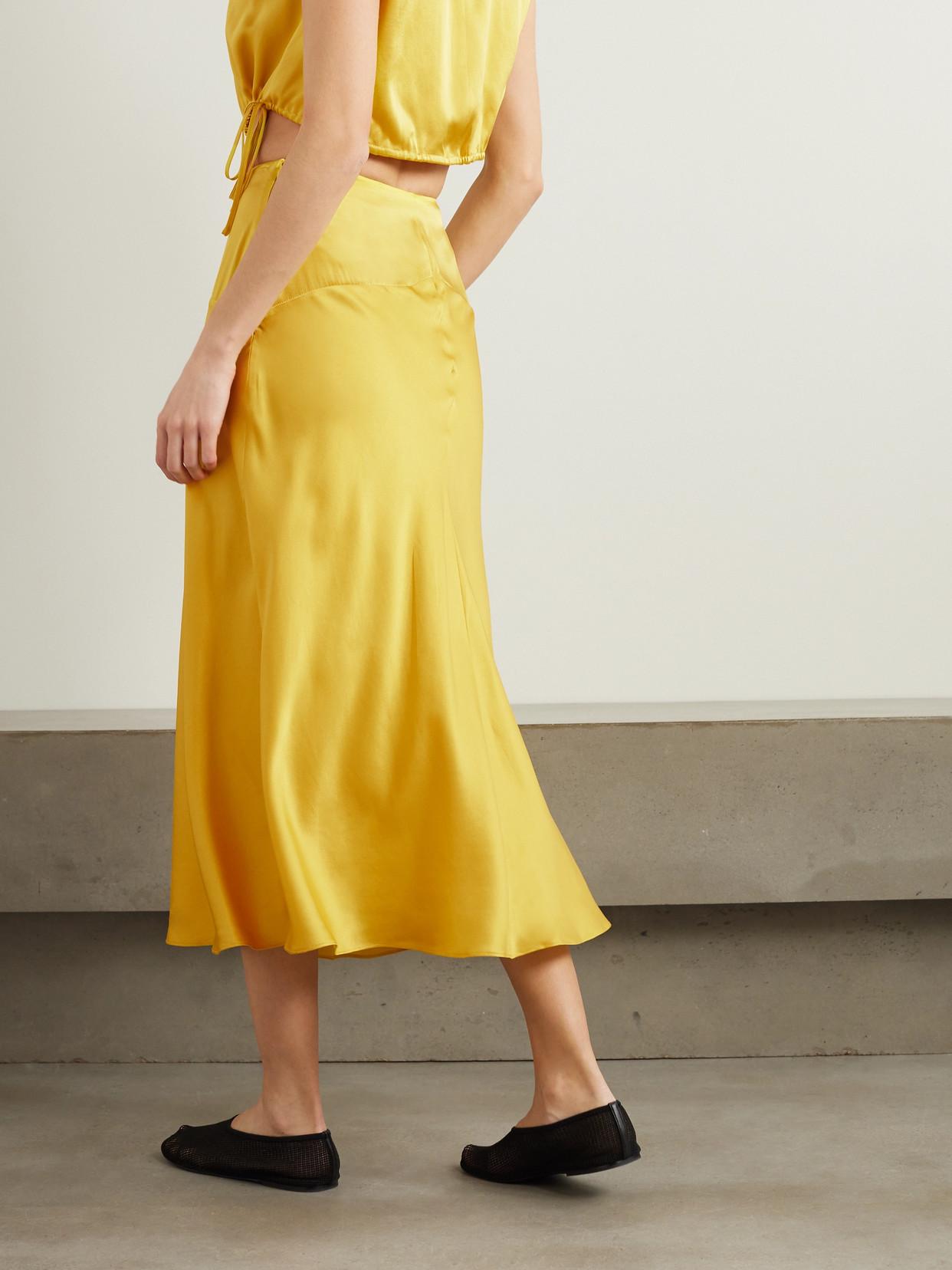 zara silk yellow dress Zara - Draped Halter Midi Dress With Open Back - Yellow - Xs