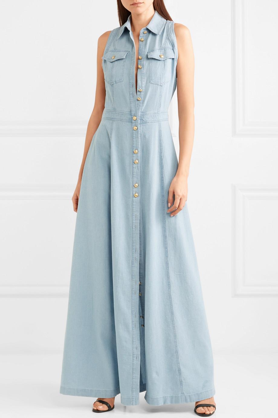 denim sleeveless maxi dresses