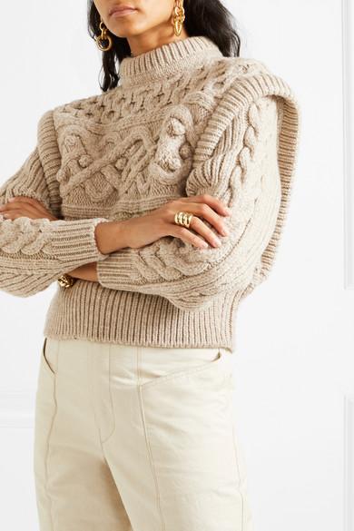 Ekstremt vigtigt Knoglemarv Margaret Mitchell Isabel Marant Milane Cropped Cable-knit Merino Wool Sweater in Beige  (Natural) - Lyst