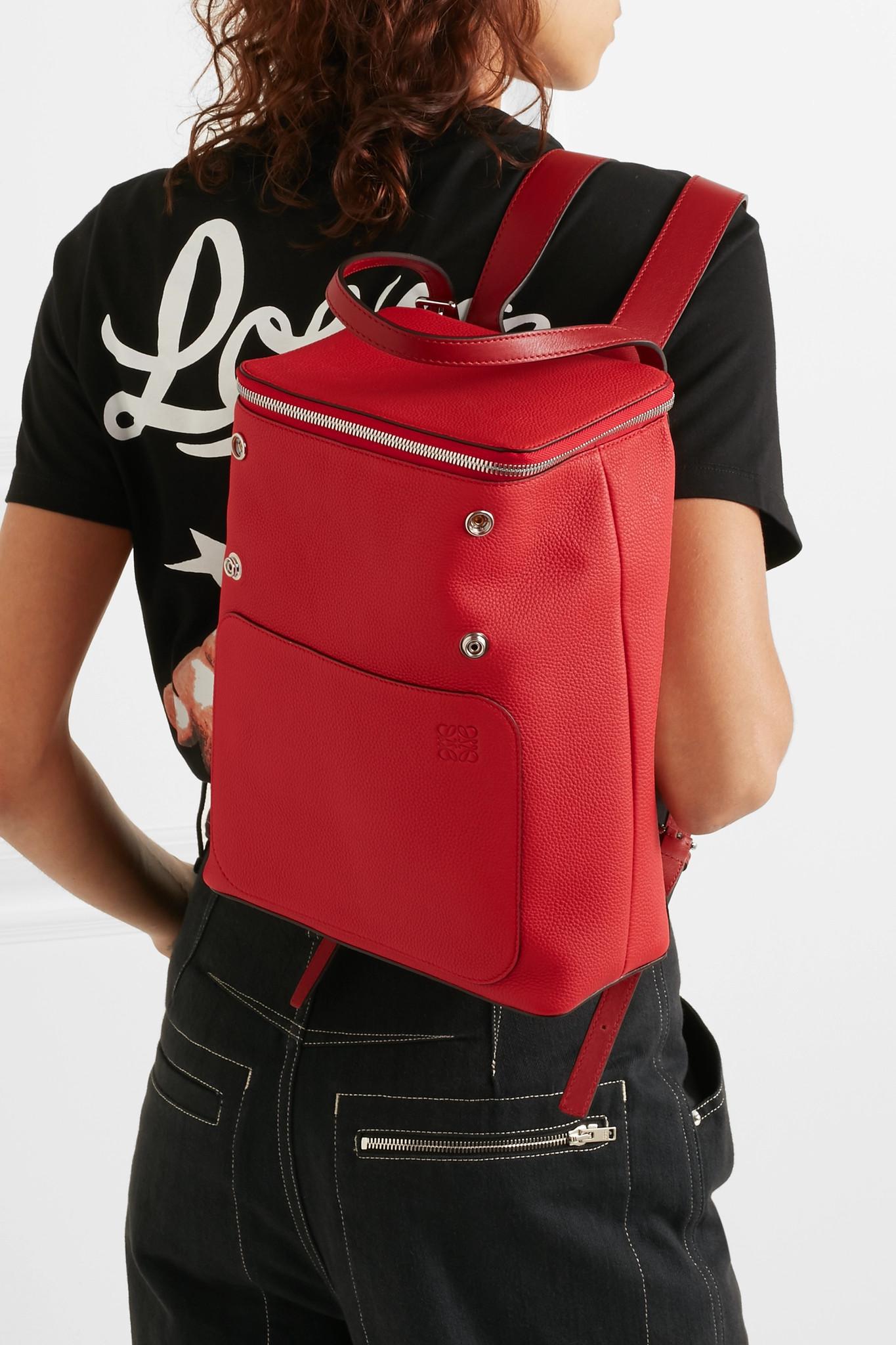 Loewe Goya Small Textured-leather Backpack Red One Size