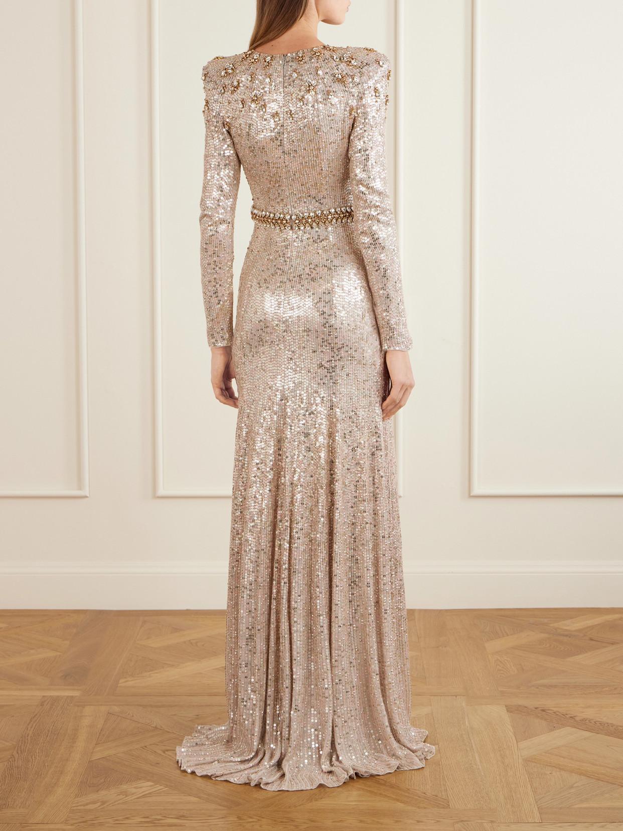 slim fit dress slacks FEMME ARISTOCRATE | GOLD LACE DRESS main image 1