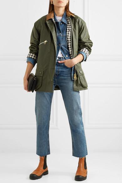 Barbour Alexachung Edith Corduroy-trimmed Waxed-cotton Jacket in Green |  Lyst Canada