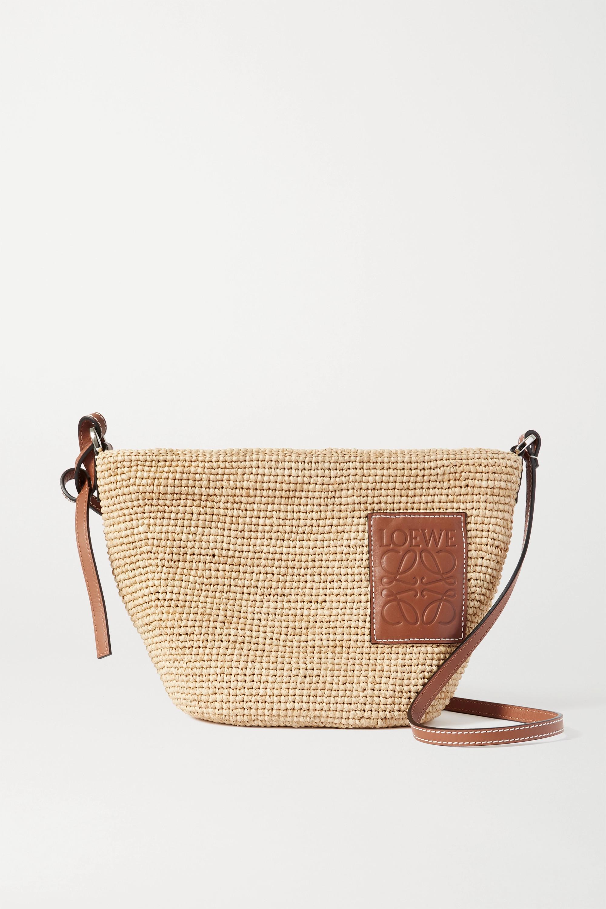 Loewe + Paula's Ibiza Anagram Large Leather-trimmed Woven Raffia Tote -  Brown - ShopStyle