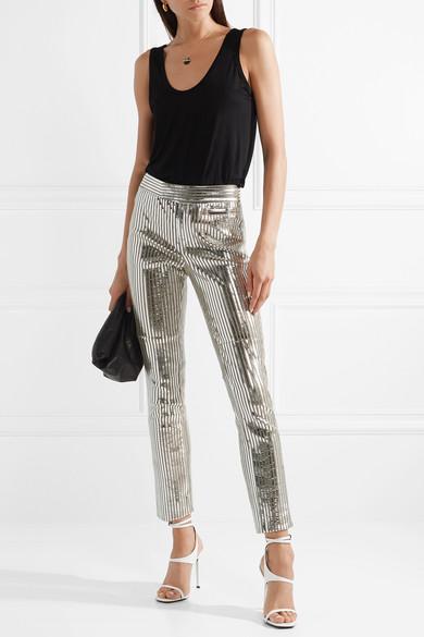 Isabel Marant Novida Metallic Striped Leather Pants - Lyst