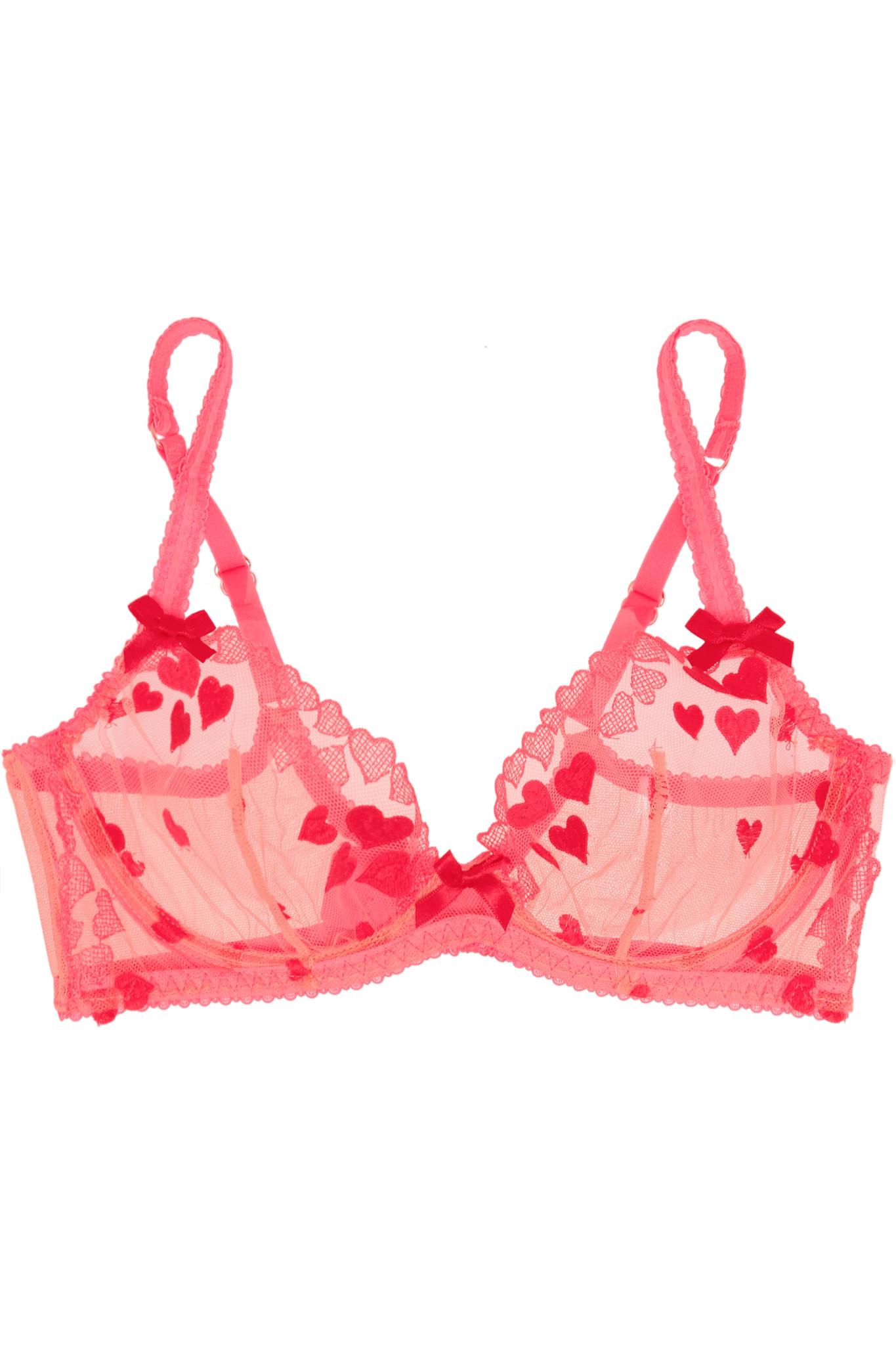 Agent Provocateur Cupid Heart-embroidered Stretch-tulle Underwired Bra