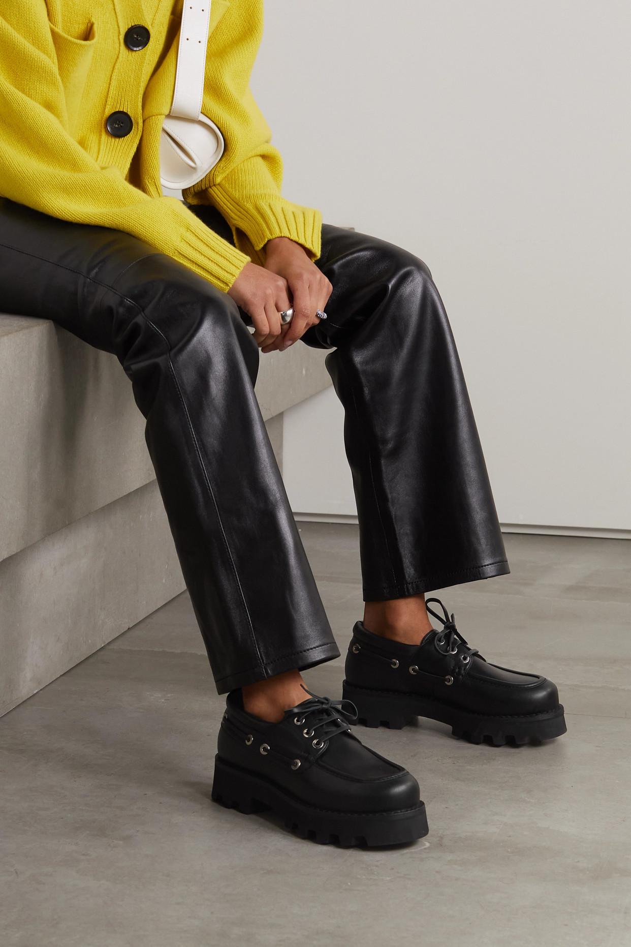 Proenza Schouler Moc Leather Platform Brogues in Black | Lyst