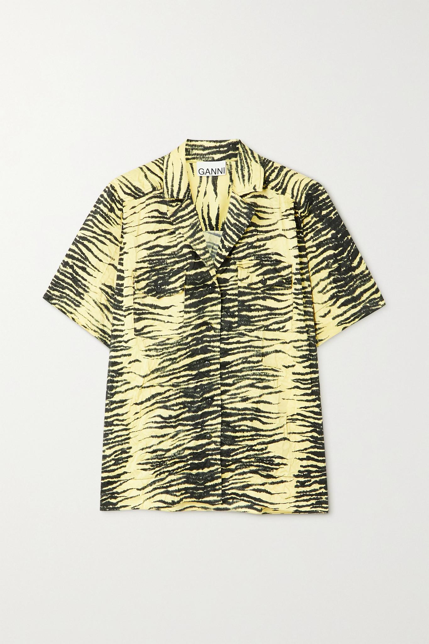 ganni crinkled satin shirt
