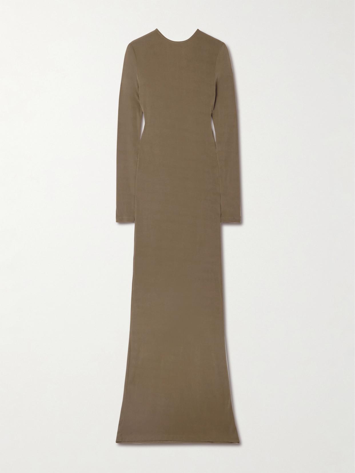 ワンピース SAINT LAURENT Khaki Viscose Blend Long Dress SAINT LAURENT Saint Laurent Woman Khaki Viscose Blend Long