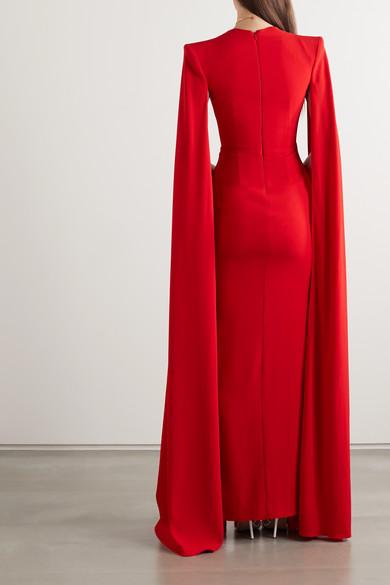 Alex Perry Laurel Cape-effect Crepe Gown in Red | Lyst