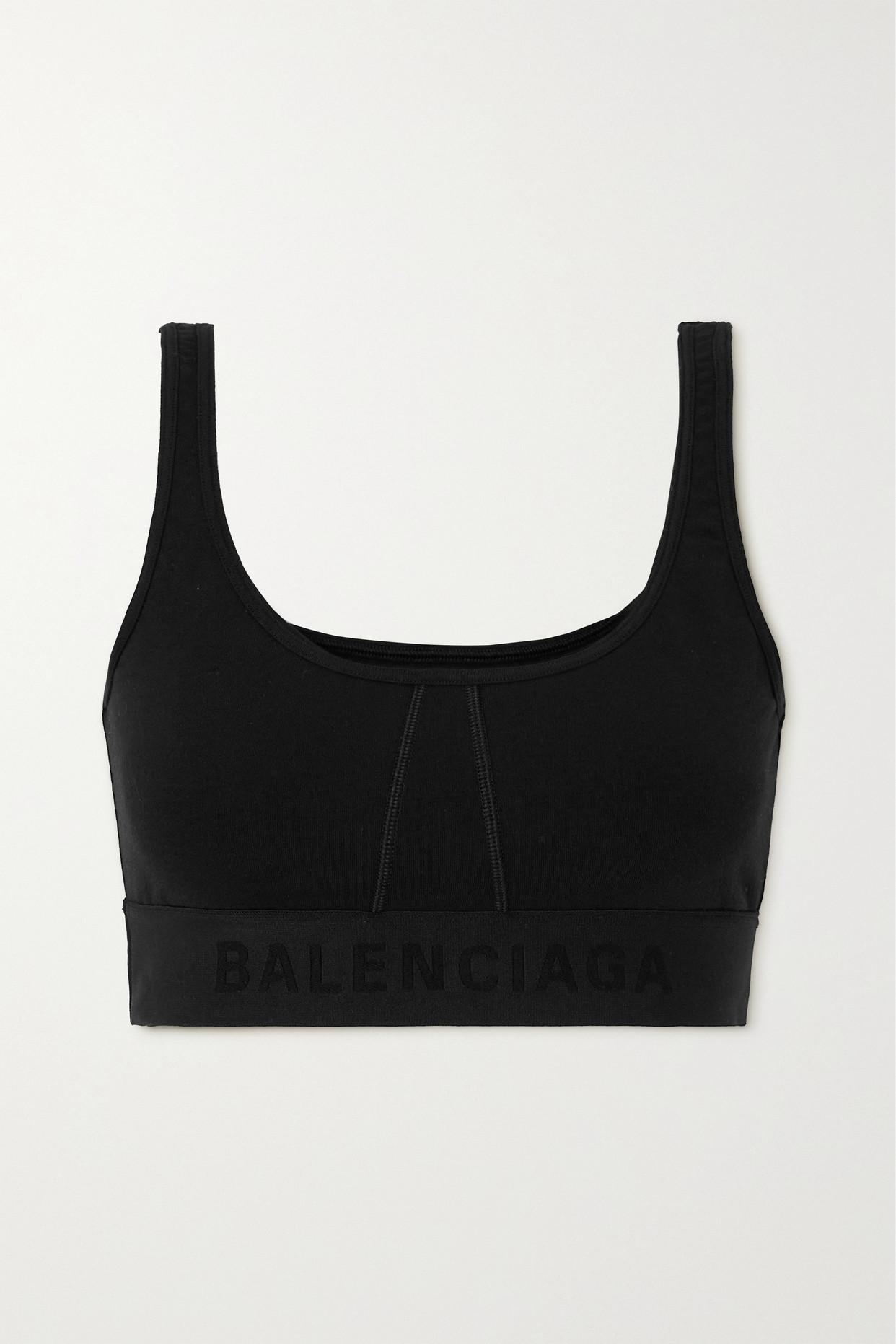 Balenciaga Stretch Cotton-jersey Sports Bra in Black