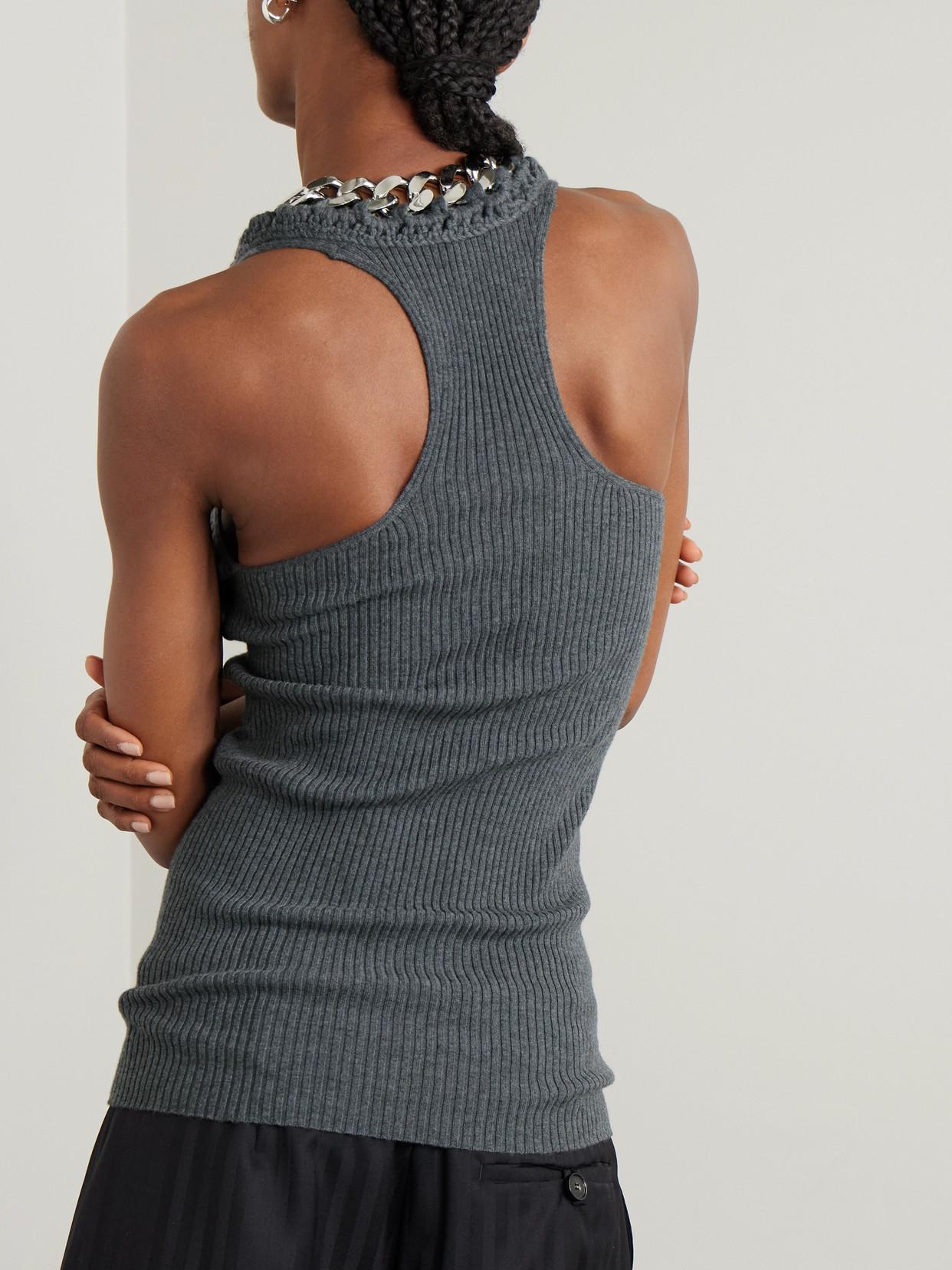 Stella McCartney Falabella Chain-Embellished Ribbed Wool-Blend