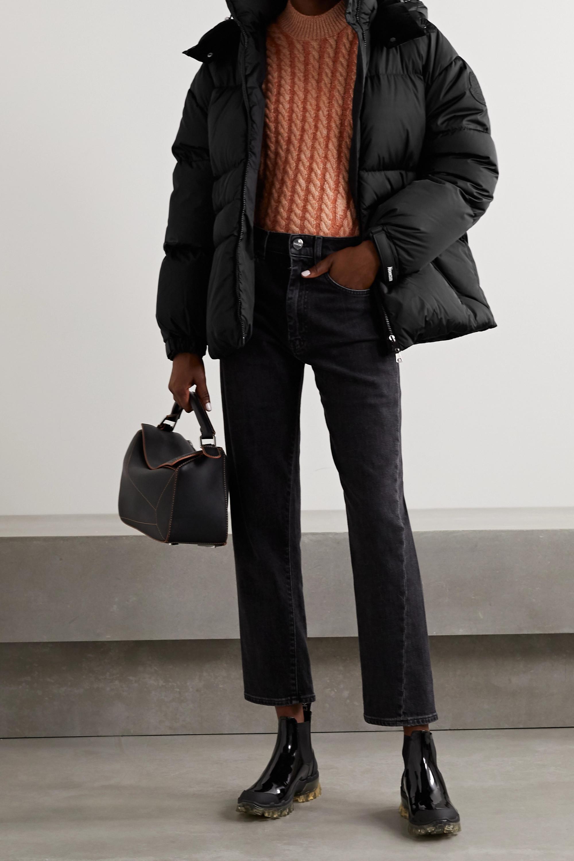 moncler belted quilted shell down jacket