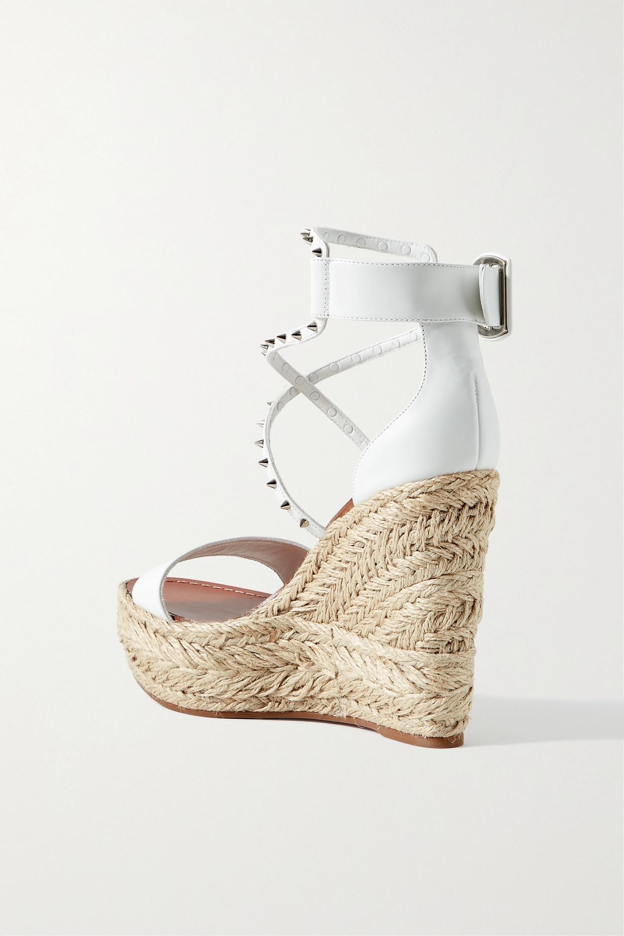 Christian Louboutin Chocazeppa 120 Studded Leather Espadrille Wedge Sandals  in Natural | Lyst