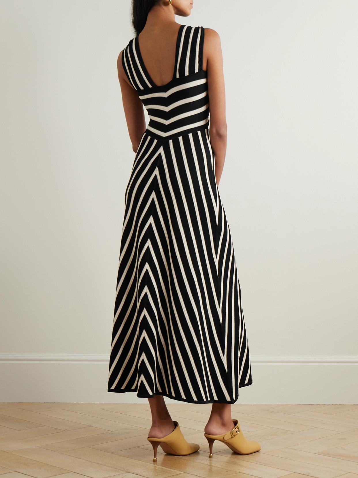 Zimmermann Illuminate Striped Knitted Midi Dress in White | Lyst