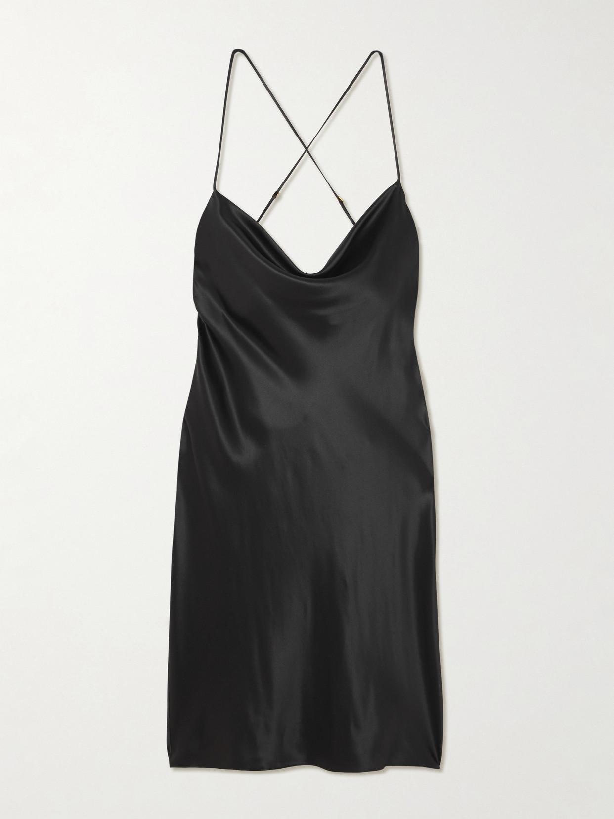black silk slip dress mini Aloura Spliced Lace Mini Dress Black main image 1