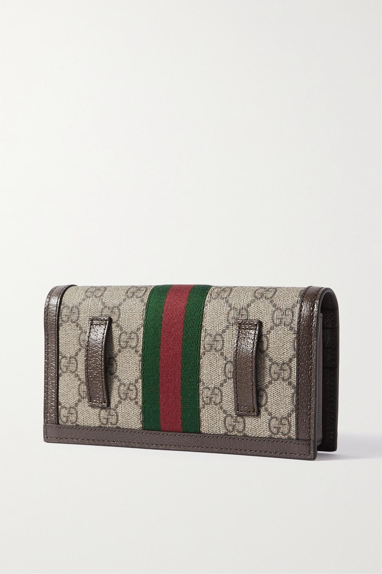 Gucci Ophidia Textured Leather-trimmed Printed Coated-canvas Wallet in  Brown