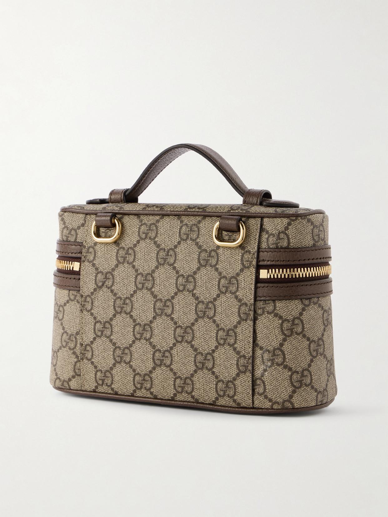 Gucci Ophidia Leather-Trimmed Coated-Canvas Mini Shoulder Bag in
