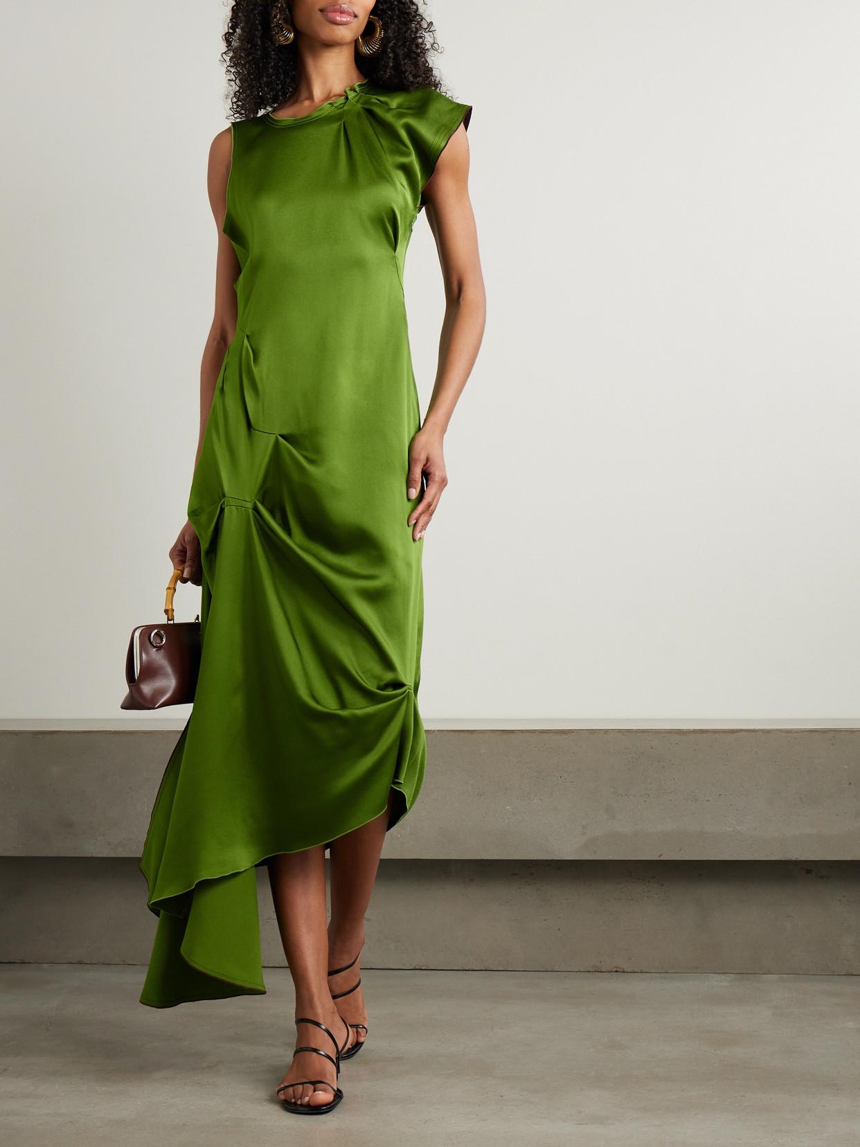victoria beckham green silk dress VICTORIA BECKHAM Silk mid-length dress -w/ Tags - 42 IT main image 1