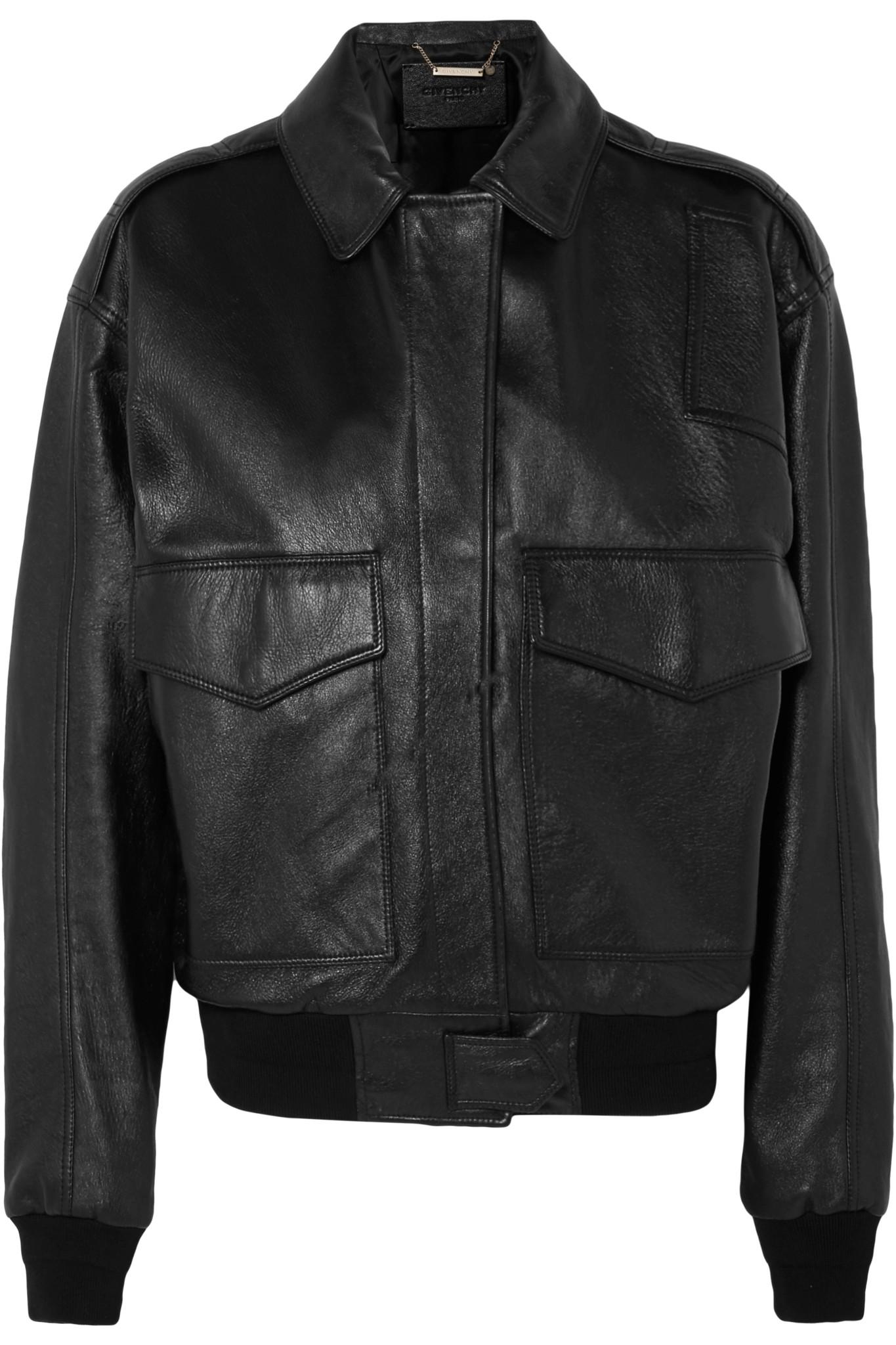 Givenchy Oversized Textured-leather Bomber Jacket in Black | Lyst