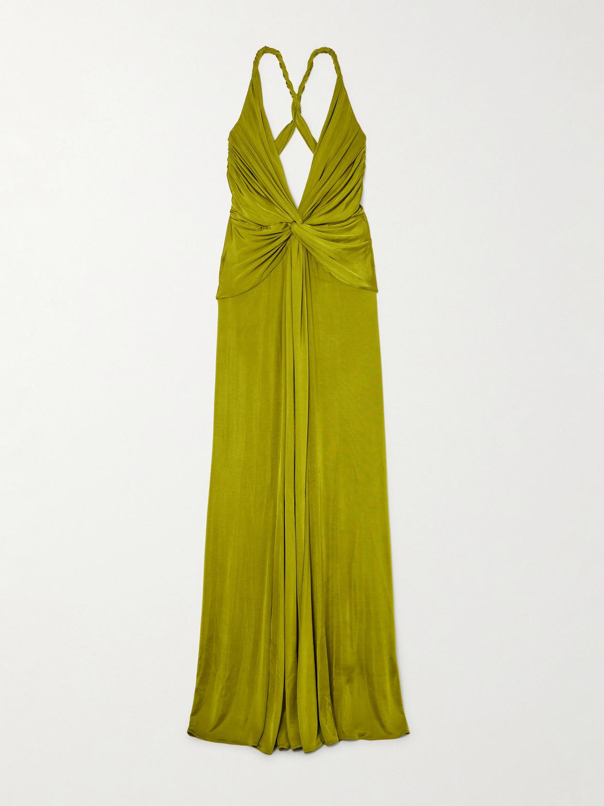 Tom Ford Open-Back Twist-Front Jersey Gown in Green | Lyst