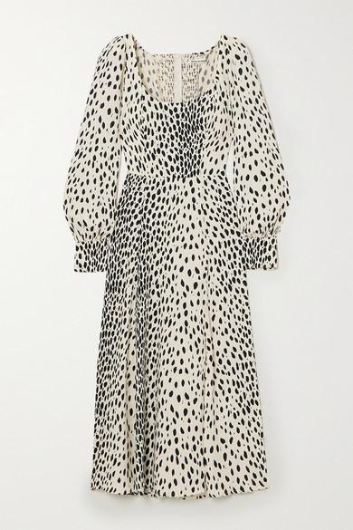 Reformation Alessi Cheetah-print Crepe Midi Dress in White | Lyst