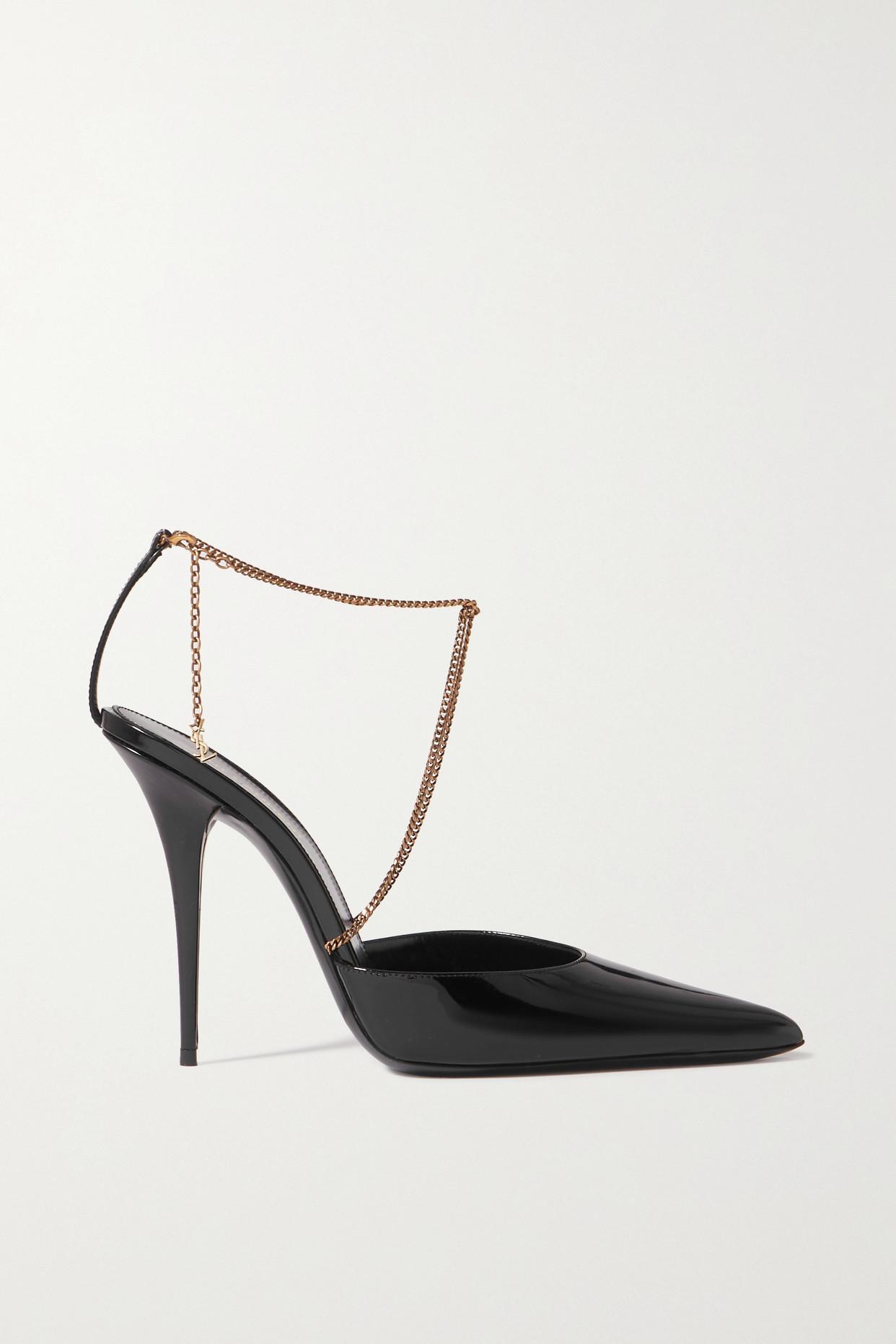 SAINT LAURENT Claw chain-embellished patent-leather pumps