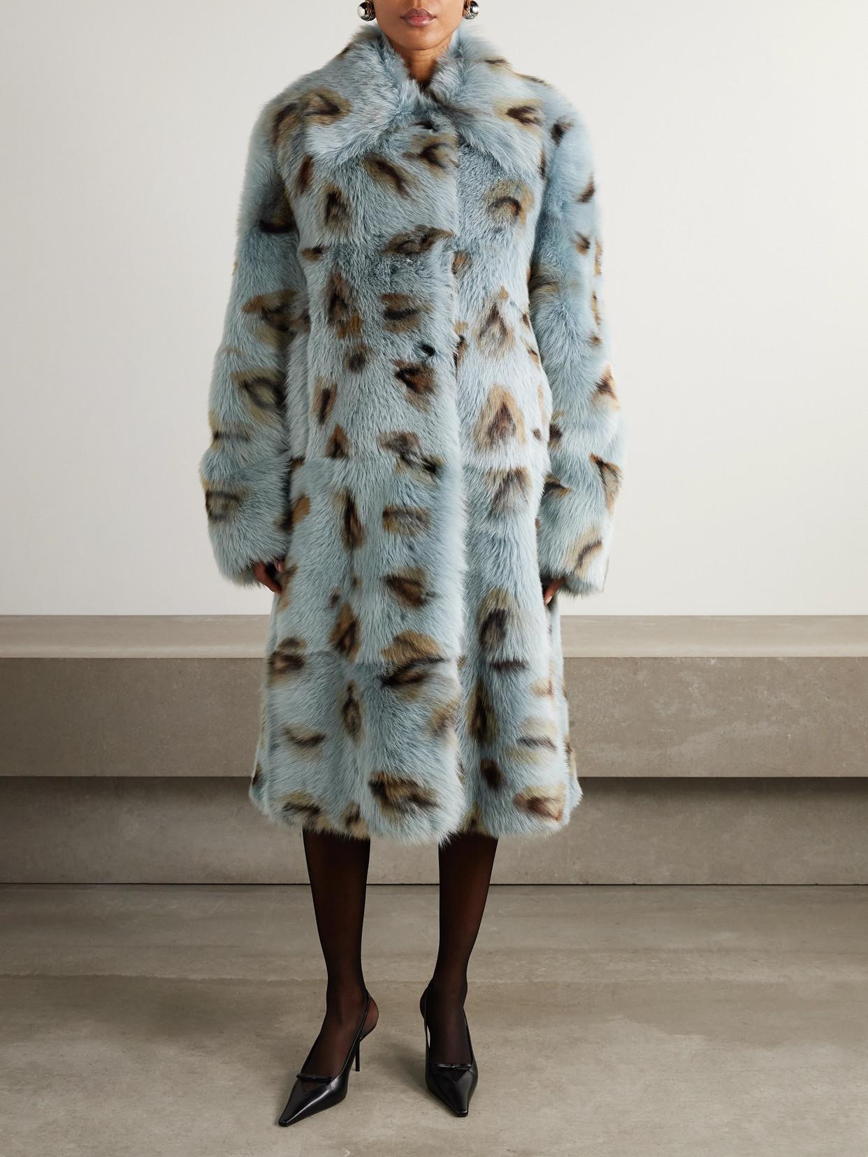 Jil Sander Oversized Leopard-Print Shearling Coat in Blue | Lyst UK