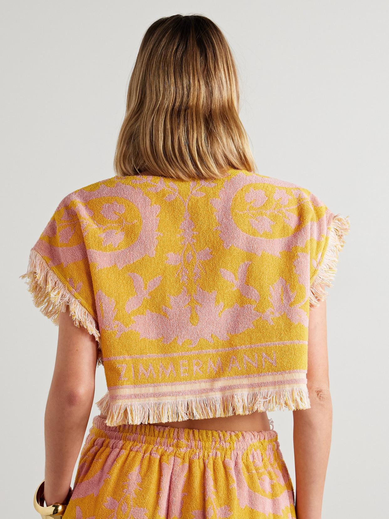 2025春夏【ZIMMERMANN】 フリンジコットンテリークロップトップ zimmermann-Yellow-Wylie-
