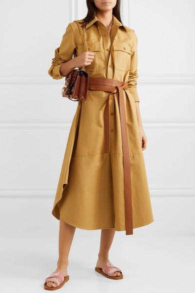 chloe woody flat logo ribbon slide sandals