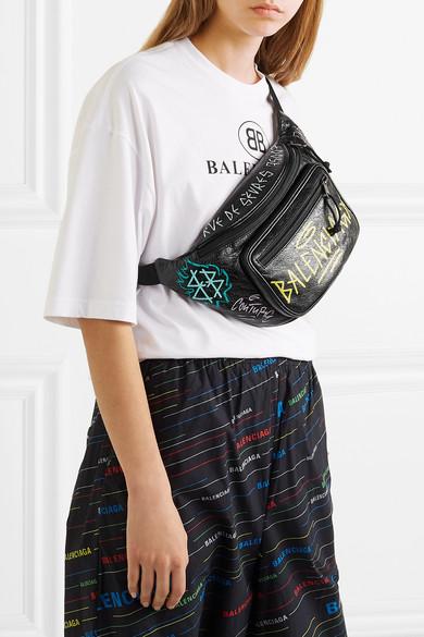 Balenciaga Explorer Graffiti Printed Textured-leather Belt Bag in