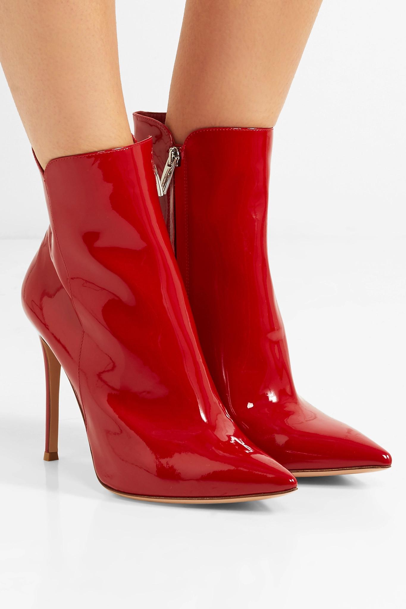 Gianvito Rossi Levy Patentleather Ankle Boots in Red Lyst