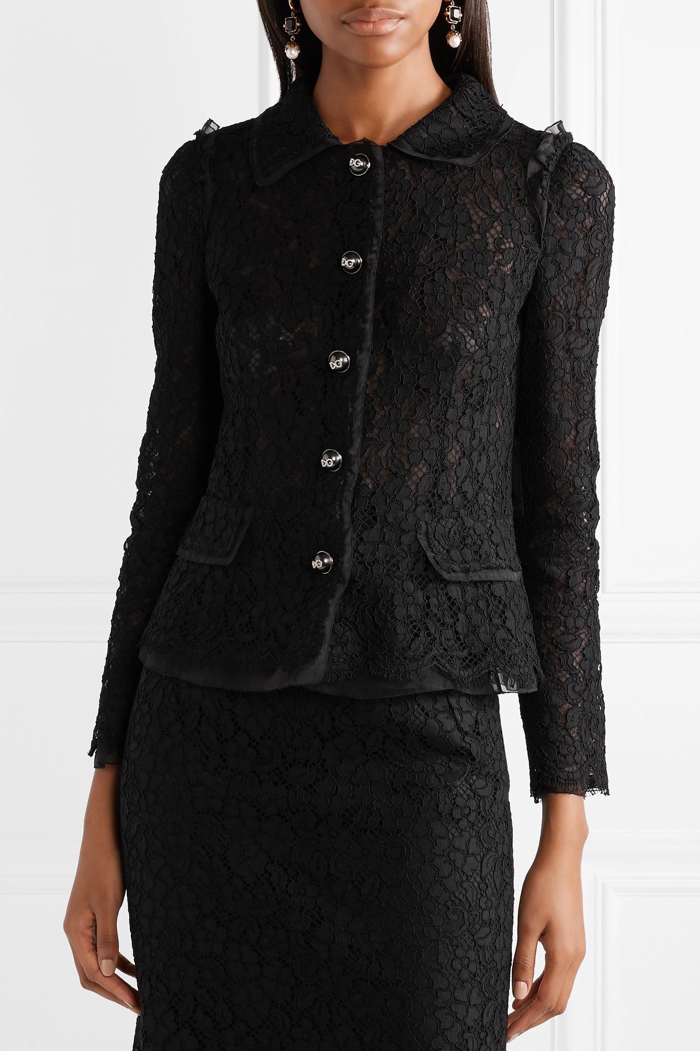 Dolce & Gabbana Cotton-blend Guipure Lace Jacket in Black - Lyst