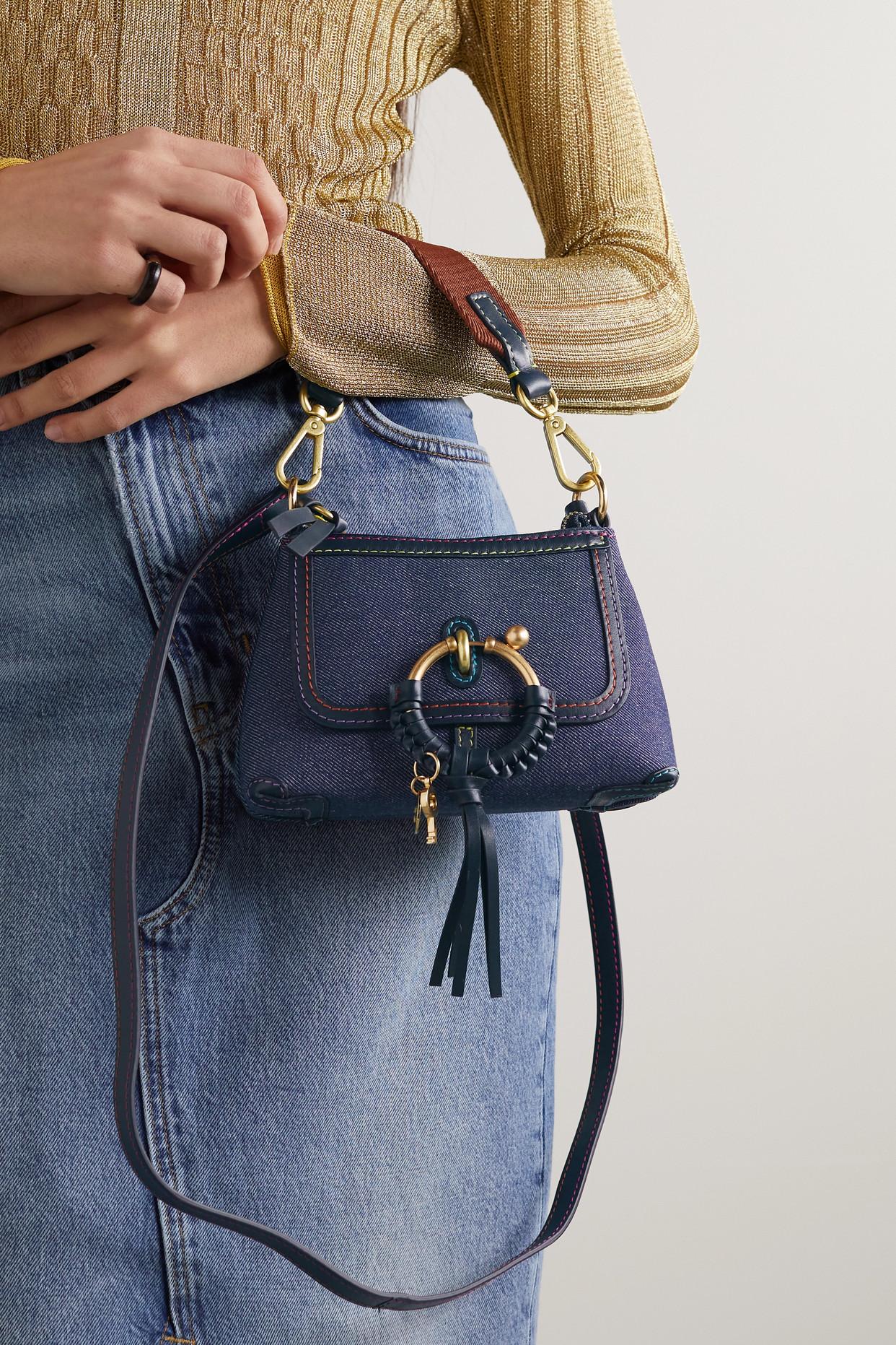 See By Chloé Joan Mini Leather-trimmed Denim Shoulder Bag in Blue | Lyst